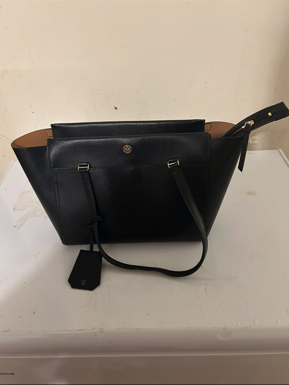 Tory Burch Black Leather Tote Bag like brand new